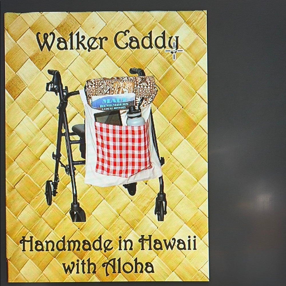Walker Caddy with Hawaiian Palaka fabric. Handicap accessory. - Picture 2 of 5